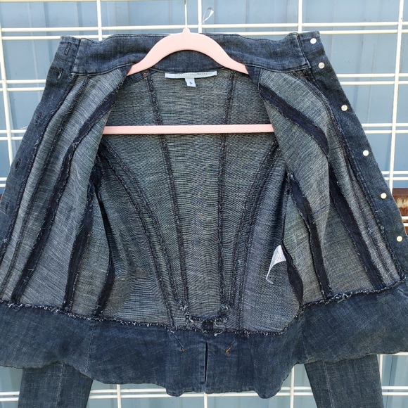 Diane Von Furstenberg High Collar Structured Denim Jacket - Picture 7 of 9